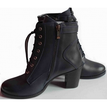 Skórzane szerokie botki tęgość G i H obcas 7.5 cm